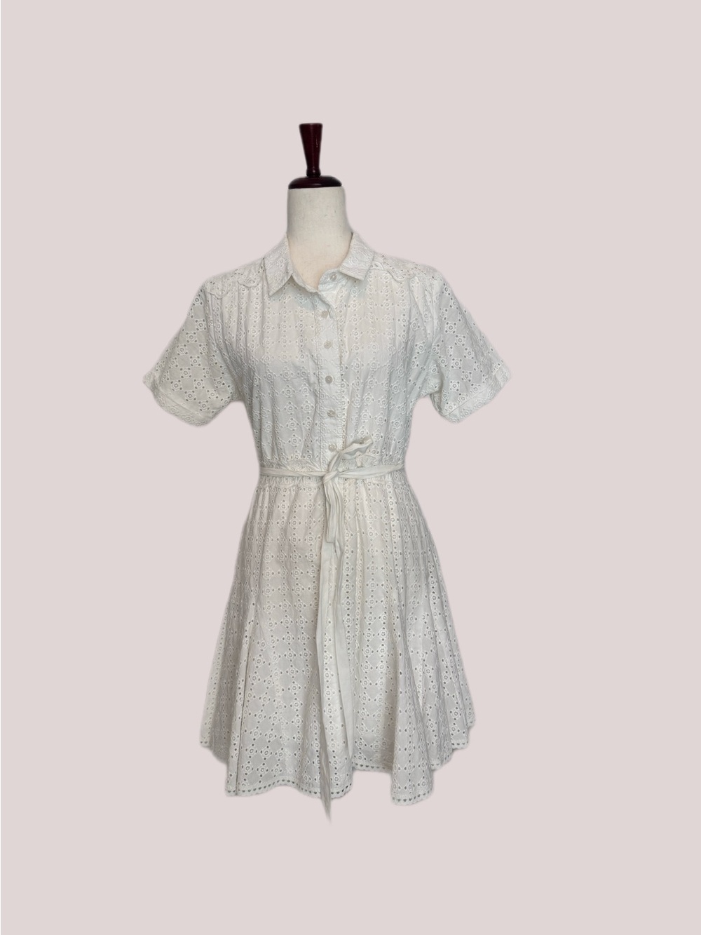 ITALIAN WHITE BRODERIE ANGLAISE EYELET MINI DRESS – CAPRI ITALY size S EC